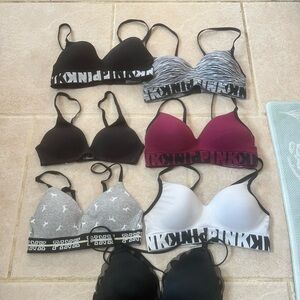 PINK Victoria's Secret Bra Collection - Black, Gray, White, Maroon size SM 32B